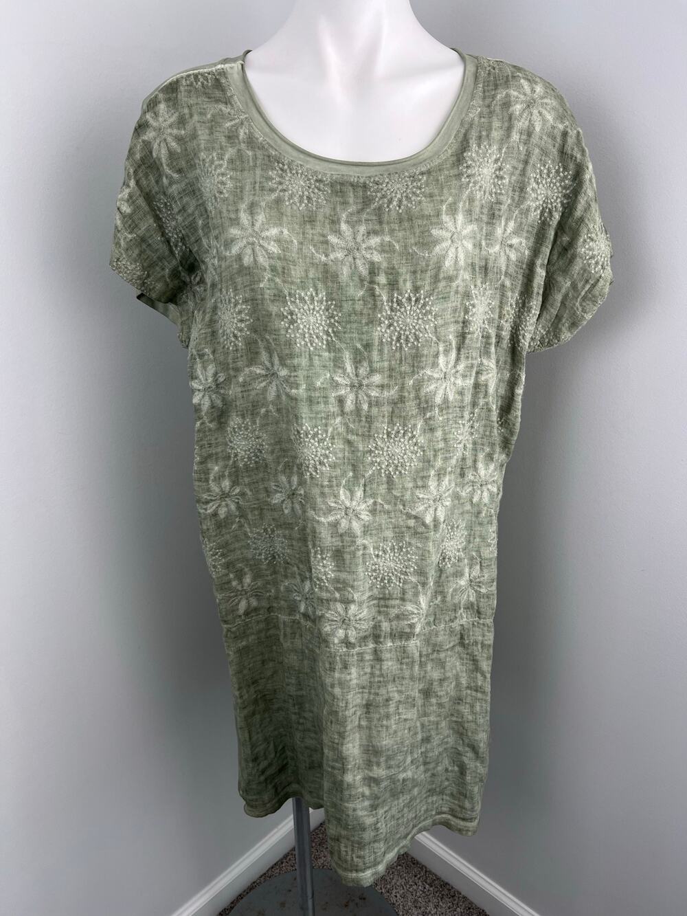 Tempo Paris Linen Blend Embroidered Floral Lagenlook Large